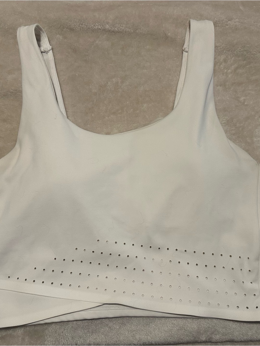 Aritzia TNA White Perforated Workout Crop Tank